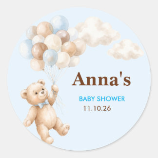 Autocollant rond de faveur de Baby Shower Ourson