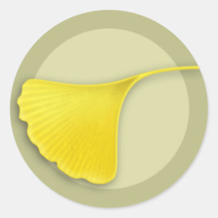 Autocollant rond de feuille de Ginkgo d'automne