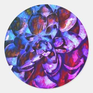 Autocollant rond de fleur de saphir violet