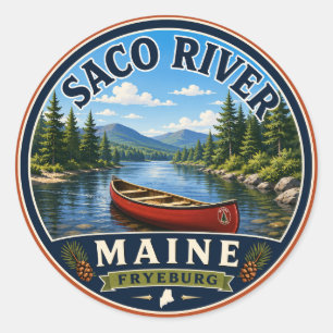 Autocollant rond de la rivière Saco Fryeburg Maine