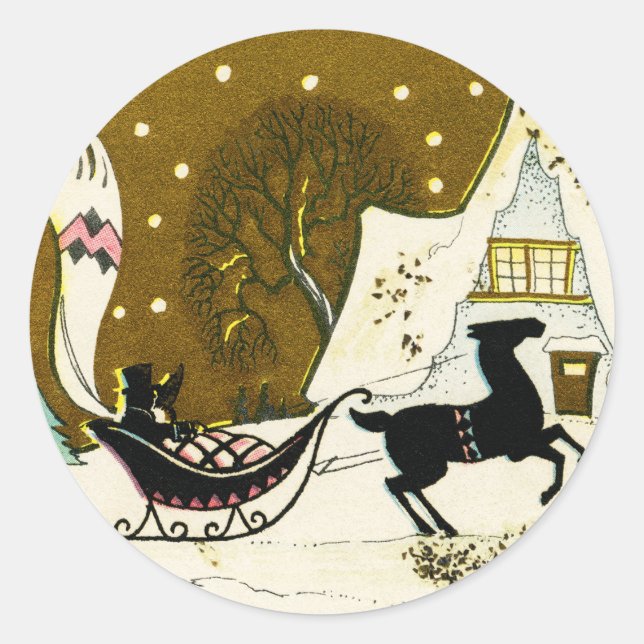 Autocollant rond de Noël du pays victorien (Devant)