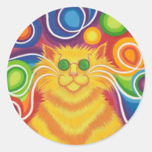 autocollant rond de Psy-chat-delic