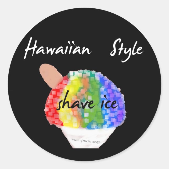 Autocollant rond de style de glace hawaïenne de (Devant)