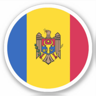 Autocollant Rond Drapeau de la Moldavie