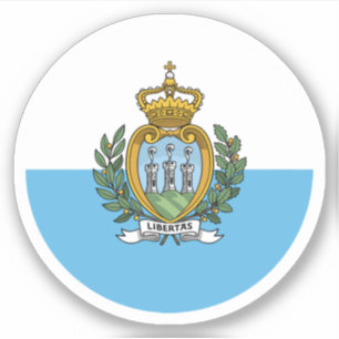 Autocollant Rond Drapeau de Saint-Marin