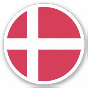 Autocollant Rond Drapeau du Danemark
