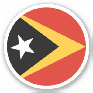 Autocollant rond drapeau du Timor oriental