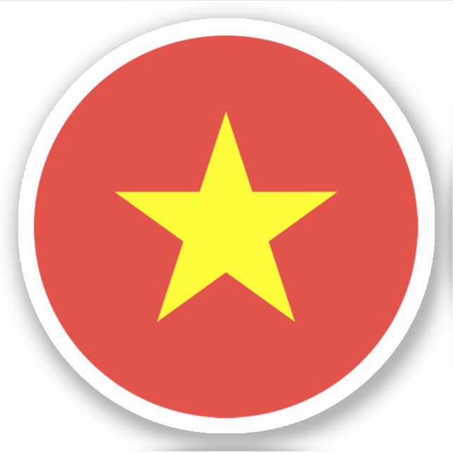 Autocollant Rond Drapeau du Vietnam (Devant)