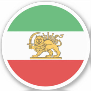 Autocollant rond Drapeau Lion Iran