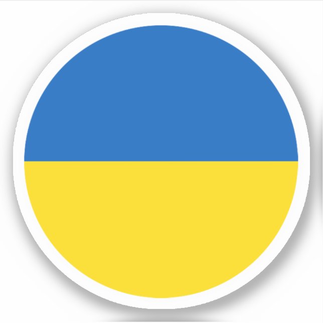Autocollant rond drapeau ukrainien (Devant)
