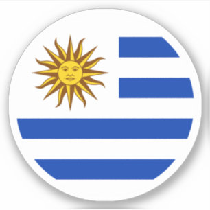 Autocollant Rond du Drapeau de l'Uruguay