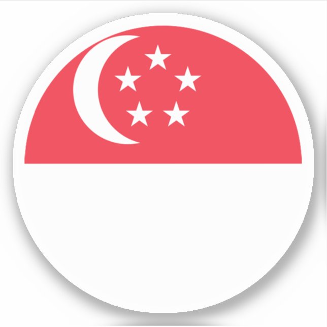 Autocollant rond du drapeau de Singapour (Devant)