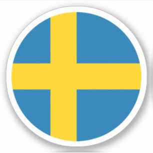 Autocollant rond du drapeau de Suède