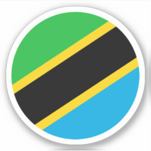 Autocollant Rond du Drapeau de Tanzanie