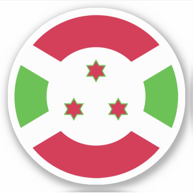 Autocollant Rond du Drapeau du Burundi (Devant)