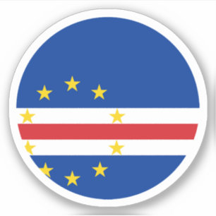Autocollant Rond du Drapeau du Cabo Verde