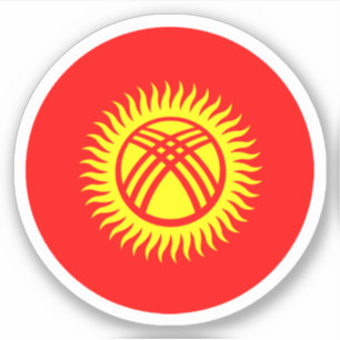 Autocollant Rond du Drapeau du Kirghizistan