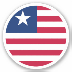 Autocollant rond du drapeau du Liberia