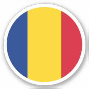 Autocollant rond du drapeau roumain