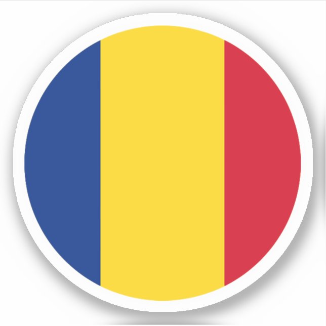 Autocollant rond du drapeau roumain (Devant)
