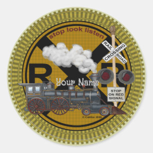 Autocollant rond du vieux train