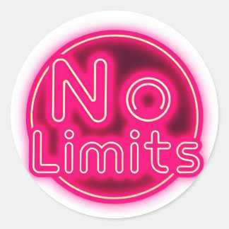 Autocollant rond esthétique « No Limits » néon ros