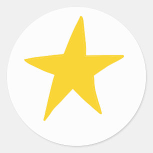 Autocollant rond étoile simple jaune