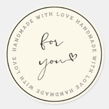 Autocollant Rond « Fait à la Main avec Amour »