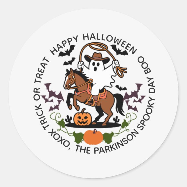 Autocollant Rond Fantôme et Cheval d'Halloween (Devant)