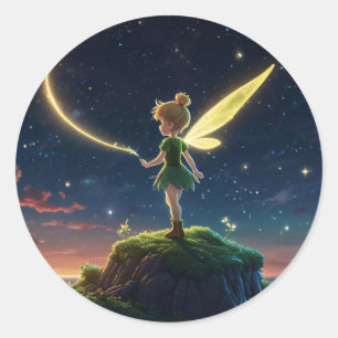 Autocollant rond Fée de la Lune
