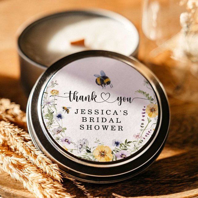 Autocollant Rond Fête de Mariage Abeille Fleur Sau (Créateur téléchargé)