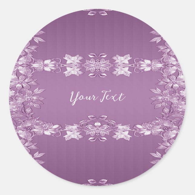Autocollant rond floral moderne Lilac (Devant)