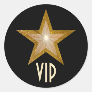 Autocollant rond "Gold" Star VIP noir