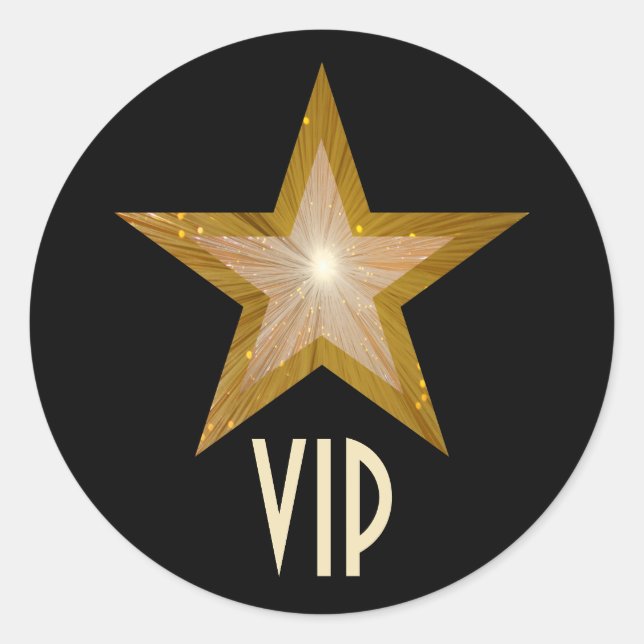Autocollant rond "Gold" Star VIP noir (Devant)