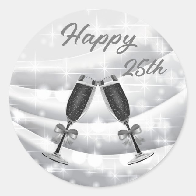 Autocollant rond Joyeux 25e anniversaire (Devant)