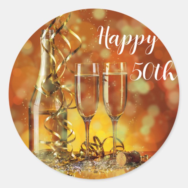 Autocollant rond Joyeux 50e anniversaire (Devant)