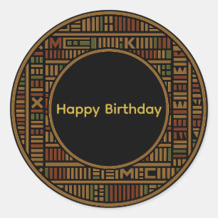 Autocollant rond Kente Gold Africain