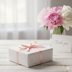 Autocollant rond Merci Coquette Rouge et Rose