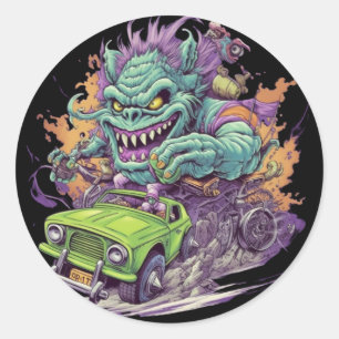 Autocollant rond MONSTER MOTOR