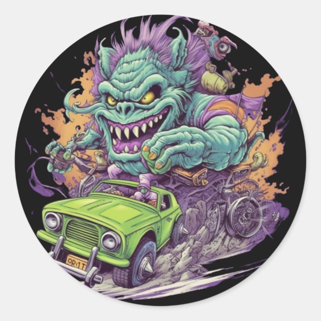 Autocollant rond MONSTER MOTOR (Devant)