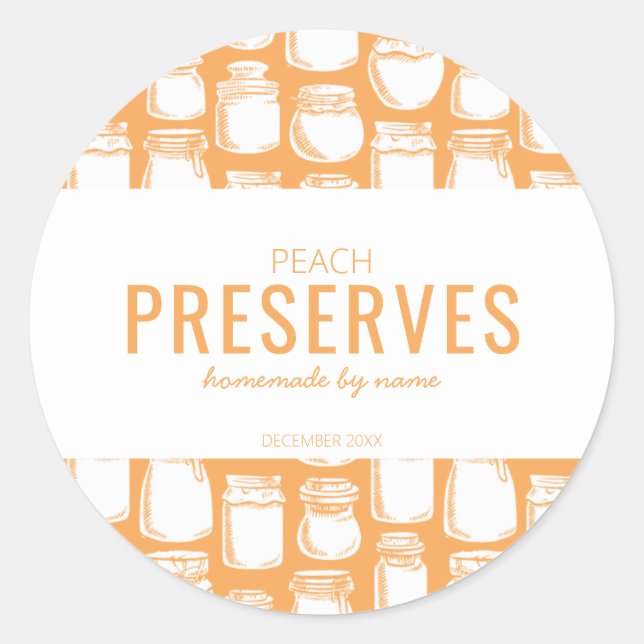 Autocollant rond Peach Preserve fait maison (Devant)