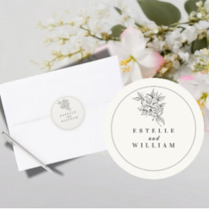 Autocollant rond petit mariage Art déco Élégant