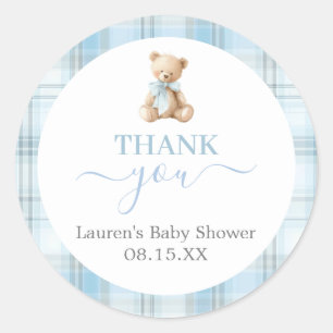 Autocollant rond pour Baby Shower garçon ours Prép