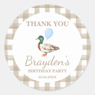 Autocollant rond pour l'anniversaire de canard