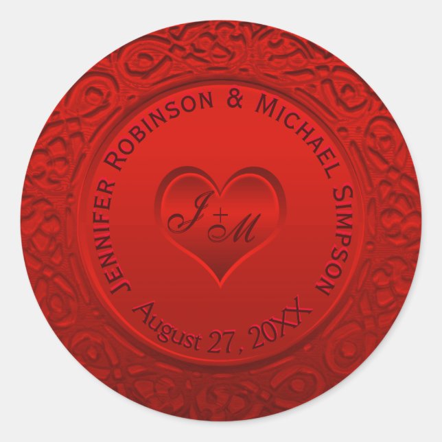 Autocollant rond Red Faux Foil (Devant)