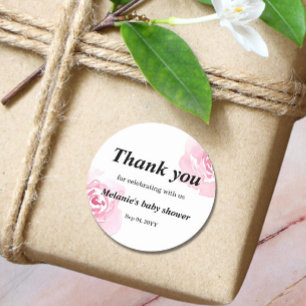 Autocollant rond Rose Baby shower rose