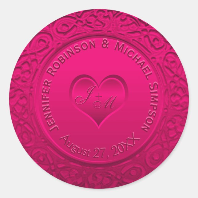 Autocollant rond rose Faux Foil (Devant)