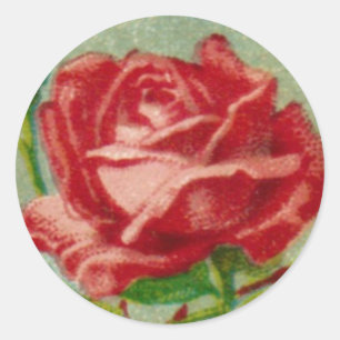Autocollant rond Rose français antique