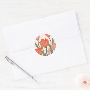 Autocollant rond rose rouge et rose esthétique
