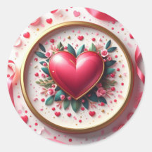 Autocollant rond Saint-Valentin / AMOUR